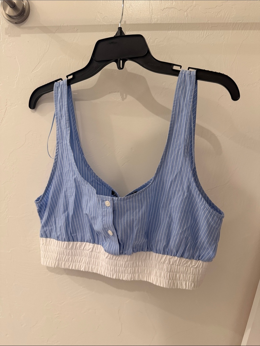 ZARA Striped Blue and White Cropped Tank Top